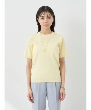 earth music&ecology 総針クルーネックハンソデプルオーバー Yellow