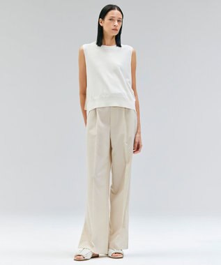 BEIGE， 【洗える】VALOIS / バックシフォンレーヤードニット Ecru