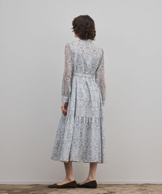 GRACE CONTINENTAL ダマスク柄風プリントワンピース グレー
