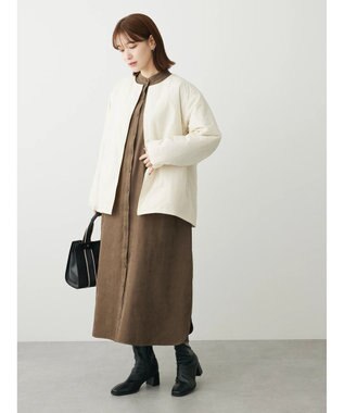 Green Parks ライト中わたノーカラーブルゾン Ecru