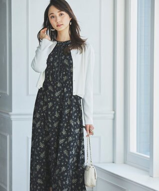 ANY SIS 【洗える】ミモザプリント ワンピース ブラック系