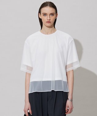 【接触冷感・UVケア・速乾・洗える】 チュールレイヤード カットソー