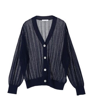 Green Parks すかし編みニットカーディガン Off White