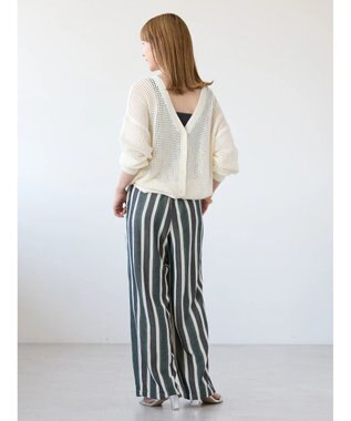 AMERICAN HOLIC 接触冷感リネンブレンドワイドパンツ Stripe