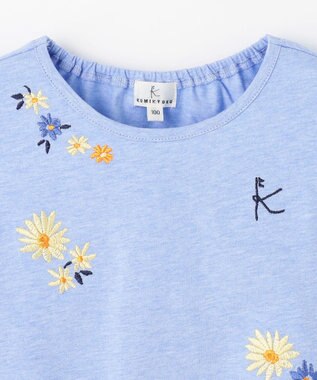 組曲 KIDS 【100㎝】フラワーエンブロイダリー チュニック サックスブルー