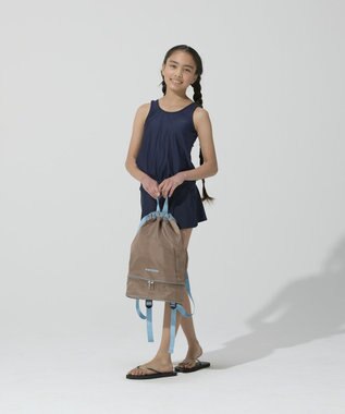 BEAMS SCHOOL 手提げバッグにもなる 2重底ナップサック サンドベージュ