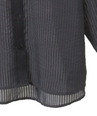 AMERICAN HOLIC シャドーストライプオーバーシャツ Charcoal Gray