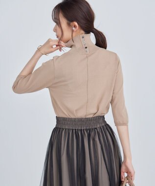 組曲 【6色展開・UVケア】モダンタートルニット キャメルベージュ系