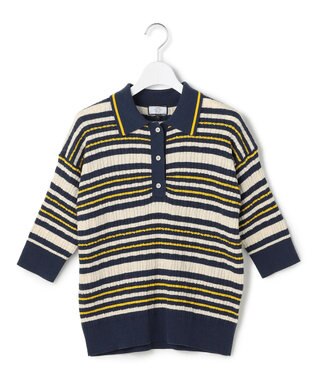 J.PRESS YORK STREET 【WOMEN】コットンボーダー ニットポロシャツ