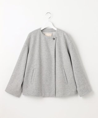 自由区 【WEB限定】ブラッシュドビーバー ショート丈ノーカラーコート ライトグレー系