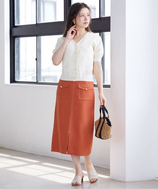 Feroux 【ご好評につき今季も登場！】チュールコンビパフスリーブ ニット アイボリー系