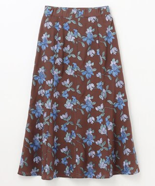 GRACE CONTINENTAL フラワー刺繍フレアスカート ブラウン