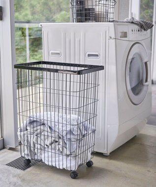 tower ランドリーバスケット タワー キャスター付き  ブラック ブラック