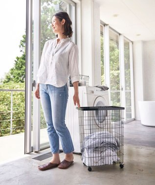 tower ランドリーバスケット タワー キャスター付き  ブラック ブラック