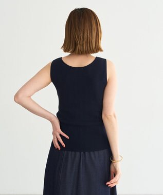 YECCA VECCA 2wayスクエアノースリーブニット Navy