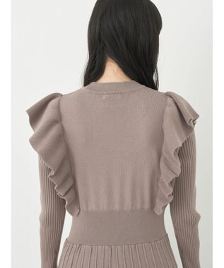 earth music&ecology ショルダーフリルニットワンピース Mocha