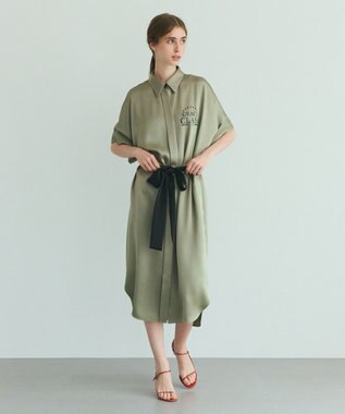 GRACE CONTINENTAL ダブルサテンシャツドレス カーキ