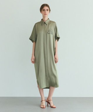 GRACE CONTINENTAL ダブルサテンシャツドレス カーキ