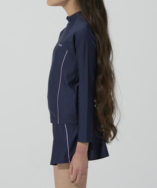 BEAMS SCHOOL 長袖被りラッシュガード ネイビー×パープル