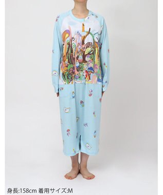 tsumori chisato SLEEP ツモリチサト ネグリジェ 綿100%(本体) スムース素材 長袖 ロング丈 ルームウエア レディース UNX589 /ワコール サックス