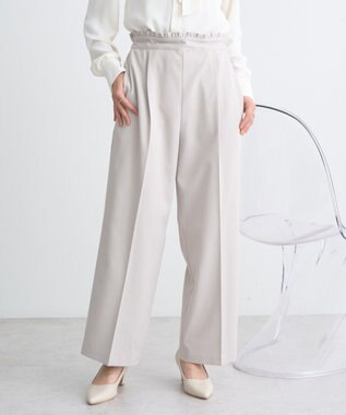 earth music&ecology ウエストフリルワイドパンツ Beige