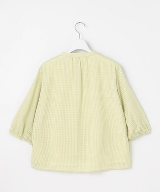 J.PRESS LADIES 【洗える】コットンブレンドチェック バンドカラー カットソー ライム系