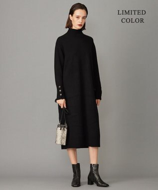 ICB 【WEB限定カラーあり・洗える】 ソフトカシミヤミックス ハイネックワンピース ブラック系［WEB限定］