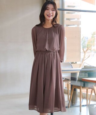 Tiaclasse L ブラウジングシフォンワンピース