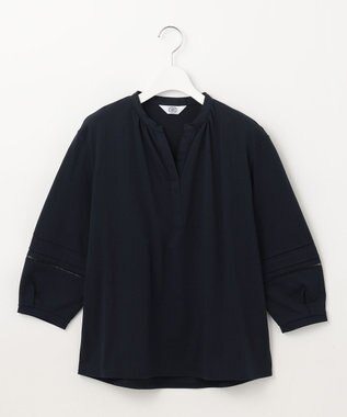 J.PRESS LADIES S 【洗える】プレーティングジャージー スキッパー カットソー ネイビー系