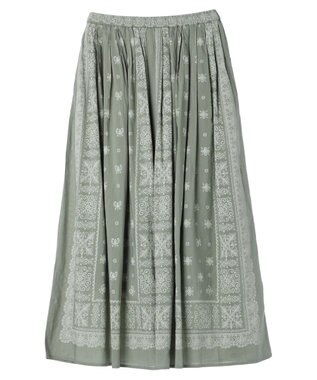CRAFT STANDARD BOUTIQUE パネル柄マキシギャザースカート Light Green