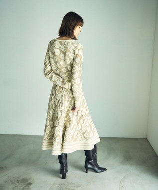 GRACE CONTINENTAL フローラルラメニットトップ ホワイト