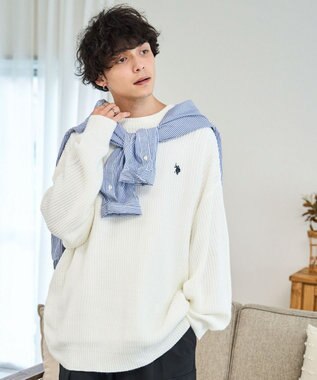 WEGO U.S. POLO ASSN.|別注畔編みニットプルオーバー オフホワイト