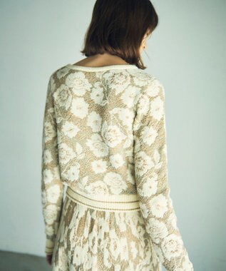 GRACE CONTINENTAL フローラルラメニットトップ ホワイト