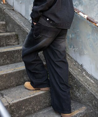 WEGO ワーカーズダブルニーデニムパンツ デニムブラックソノタ