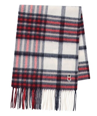 MOONBAT 【WEB限定】MACKINTOSH PHILOSOPHY ウール100%バッキンガムベア チェックマフラー (パッケージ付き) オフホワイト