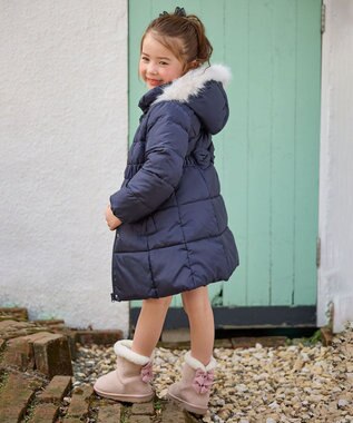 ANY KIDS 【洗濯機OK】中綿Aラインロングコート ネイビー