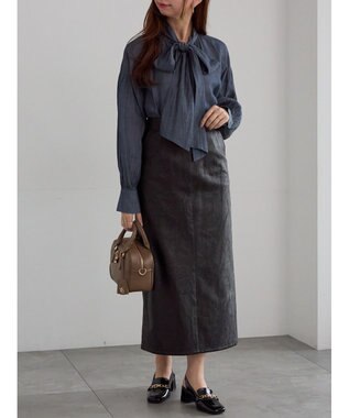 Te chichi シアーデニムボウタイブラウス ブルー