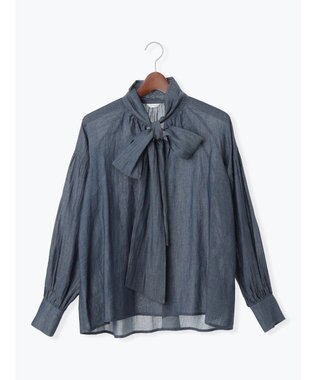 Te chichi シアーデニムボウタイブラウス ブルー