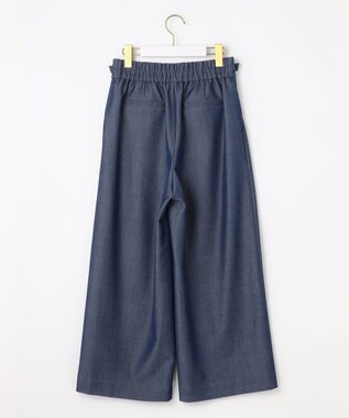 ANY SIS 【洗える】ベルトポイントワイド パンツ シャンブレーブルー