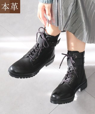 Pointer 本革 足首ベルトレースアップブーツ