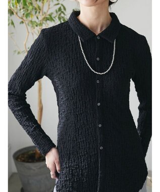 Green Parks AnriettMusee ふくれジャガードシャツ Black