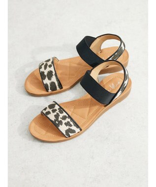 Green Parks ・ｒｉｃｈ　ｂｌｕｅ　雑材ゴムストラップサンダル Black