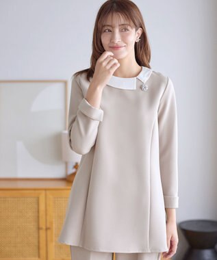  【3WAY・ストレッチジョーゼット】付け襟チュニック