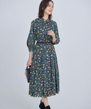 組曲 カッティングローズプリント ワンピース イエロー系5