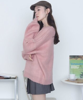 WEGO モヘアタッチBROOKLYNロゴニット ピンク