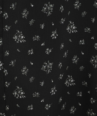 earth music&ecology マジョリカプリーツ半袖ブラウス Flower Black