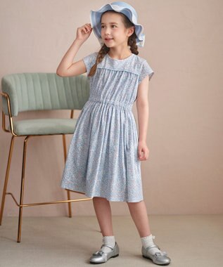 組曲 KIDS 【110-140㎝】 ボタニカルフラワーワンピース サックスブルー
