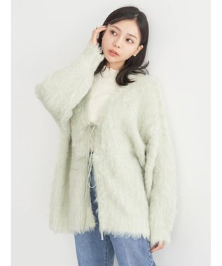 earth music&ecology 起毛リボンニットカーディガン Mint