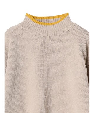 CRAFT STANDARD BOUTIQUE 洗えるモールニット配色プルオーバー Gray Beige