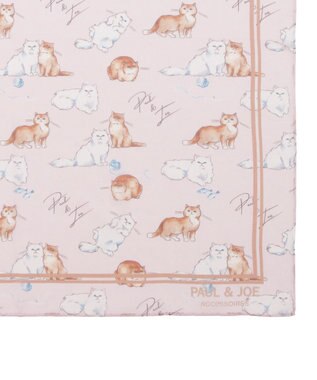 MOONBAT 【WEB限定】PAUL & JOE ACCESSOIRES シルクシフォンスカーフ 58×58cm ピンク(Playing whith a ball wool)